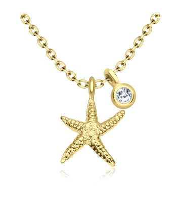 Gold Plated Silver Starfish With Round CZ motive SPE-3264-2-GP